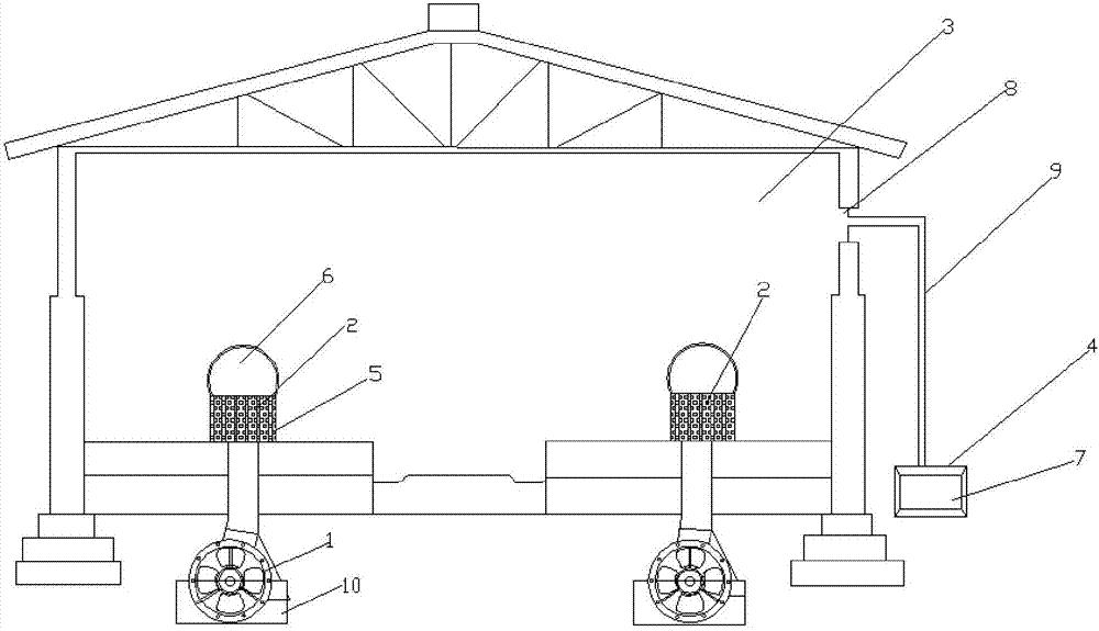 Livestock and poultry breeding shed ventilating and deodorizing device