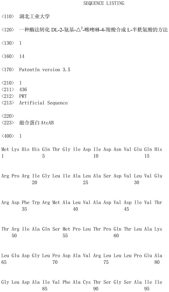 Method for synthesizing L-cysteine by transforming DL-2-amino-delta&lt;2&gt;-thiazolinyl-4-carboxylic acid (DL-ATC) by enzyme process