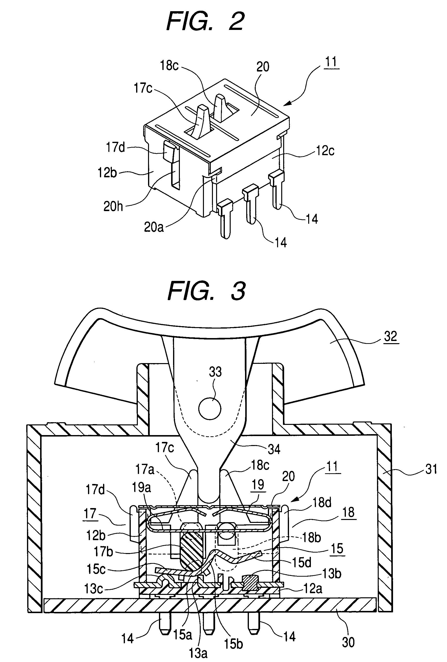 Switch device having good sense of operational touch even when sliding operating knob or rocking operating knob is attached thereto