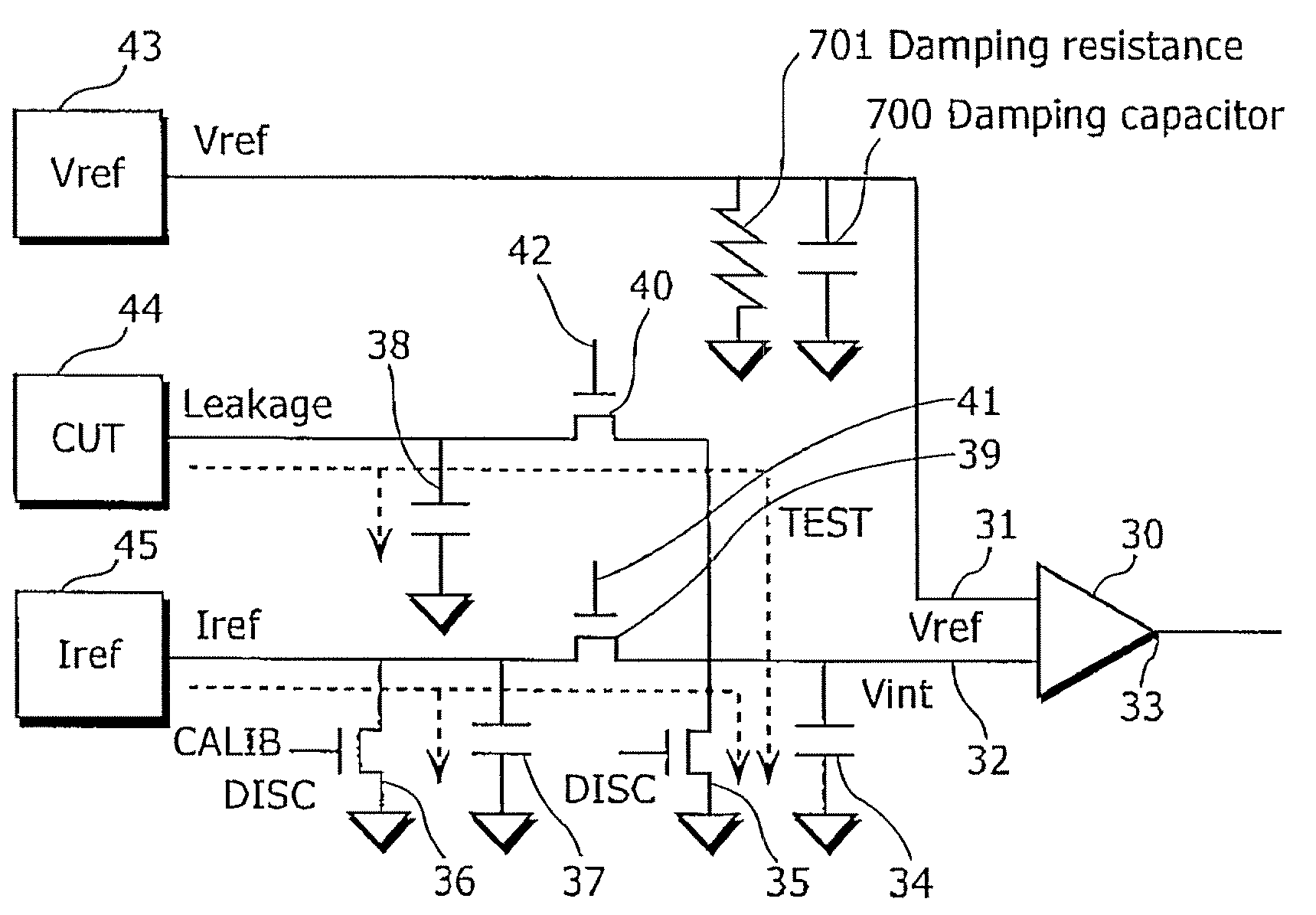 Semiconductor leakage current detector and leakage current measurement method, semiconductor leakage current detector with voltage trimming function and reference voltage trimming method, and semiconductor integrated circuit thereof