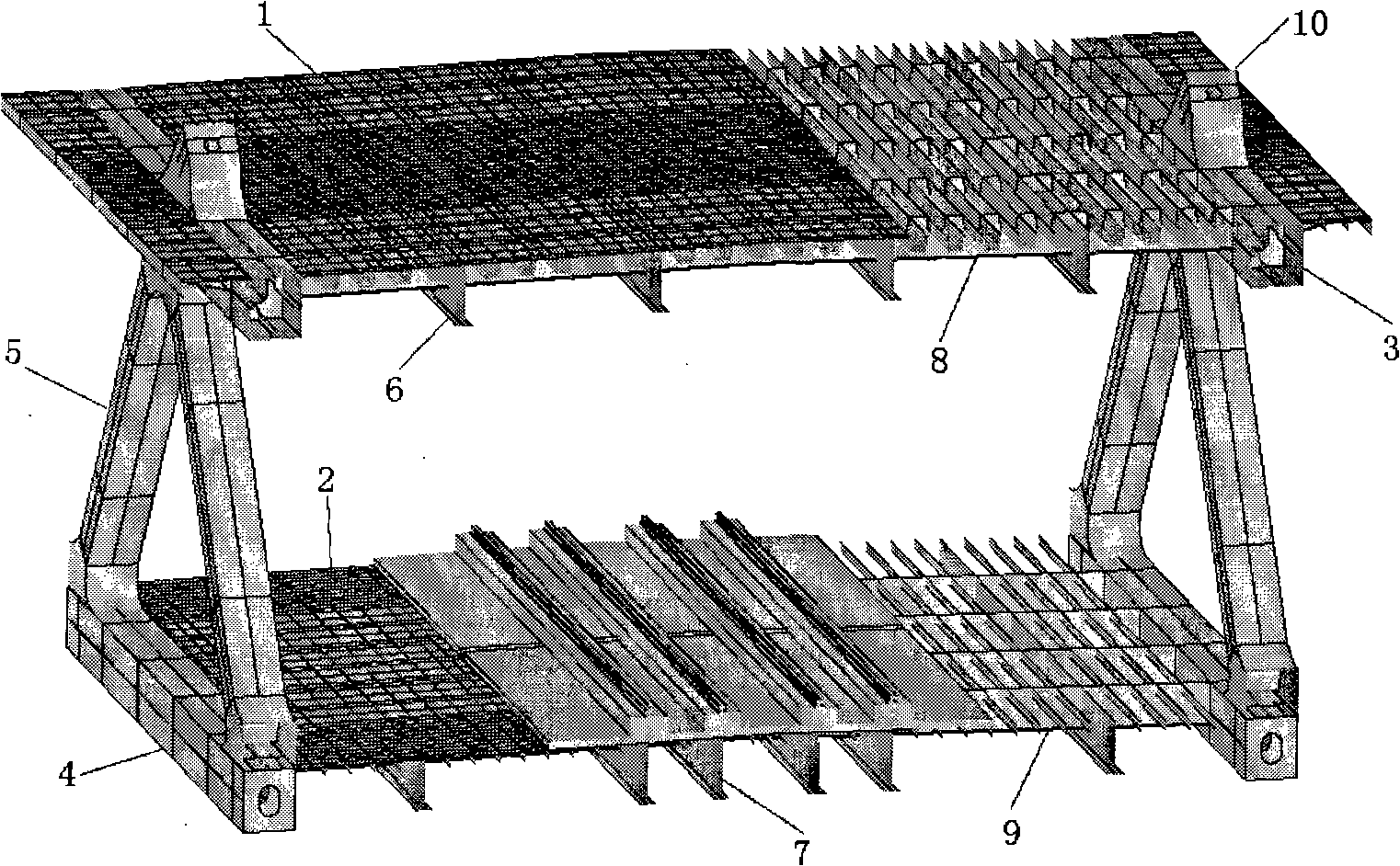 Wide span rail traffic bridge damnification recognition method