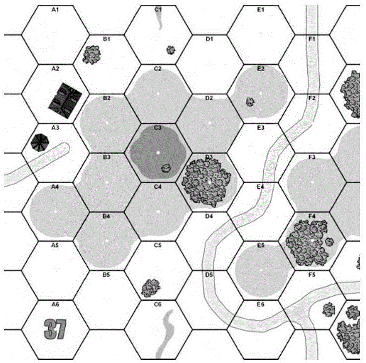 Method for modeling terrain property of Wargame map by grid matrix