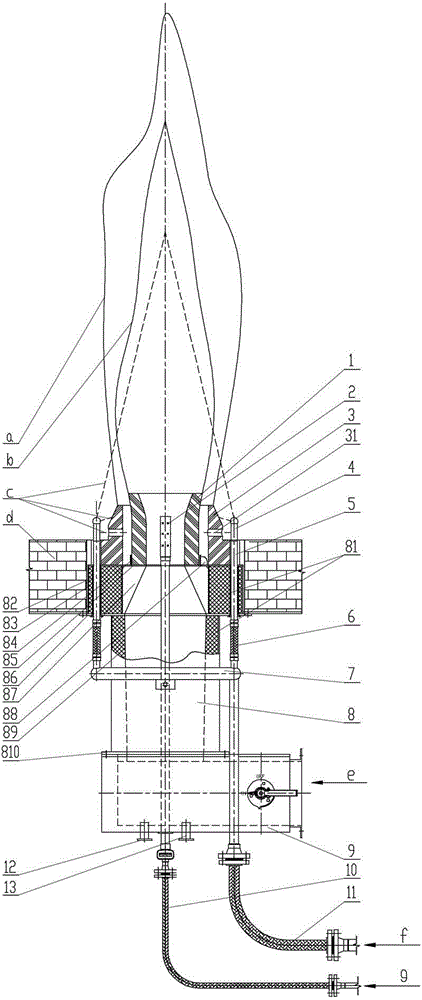 Bottom-mounted type NOx discharging circular flame gas burner