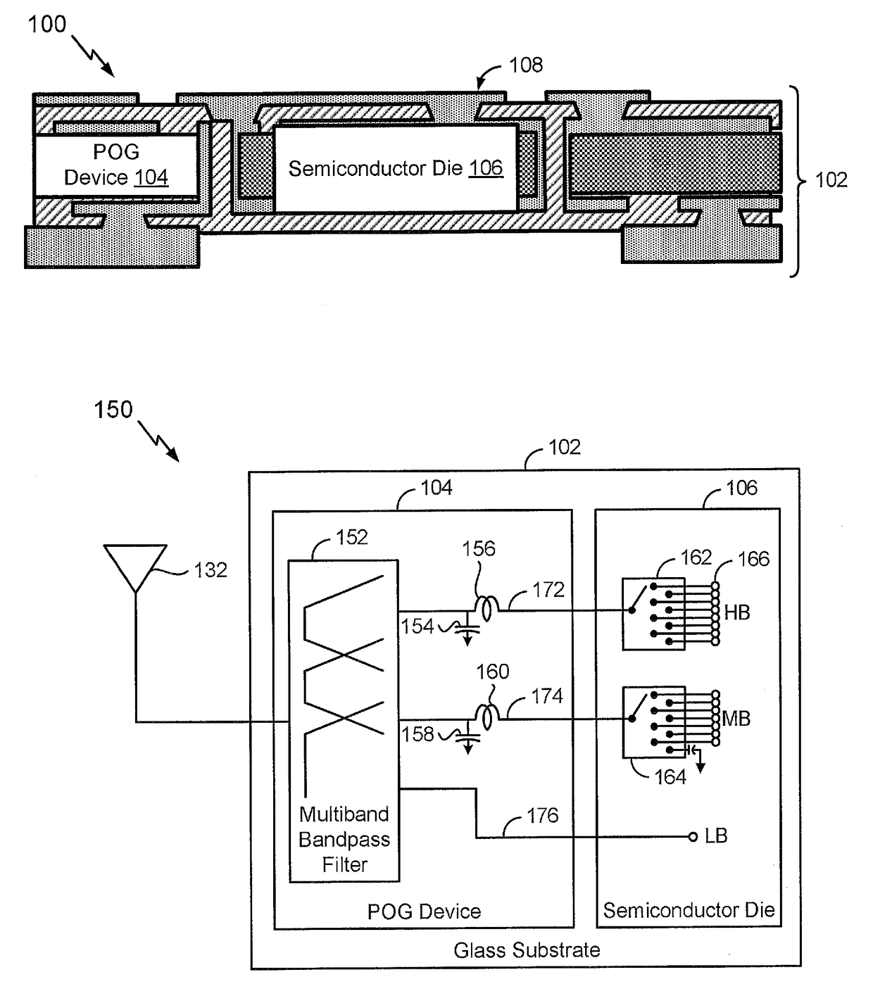 Glass substrate including passive-on-glass device and semiconductor die