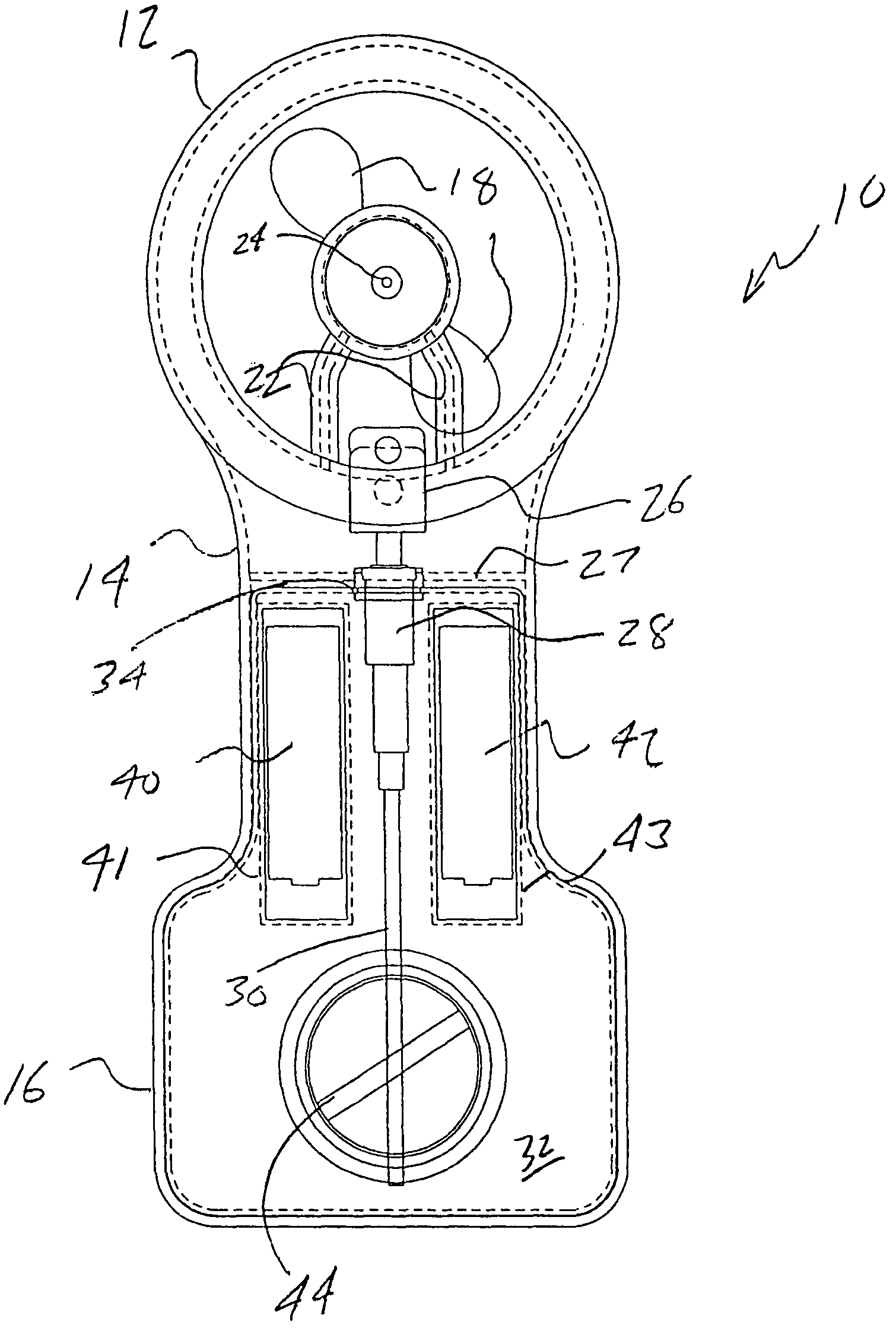 Handheld water misting fan with improved air flow