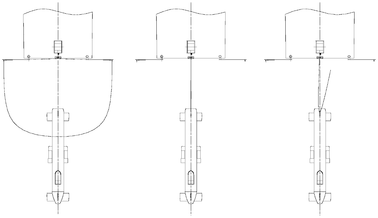 Stern rope ring unfolding, hanging and dragging traction device