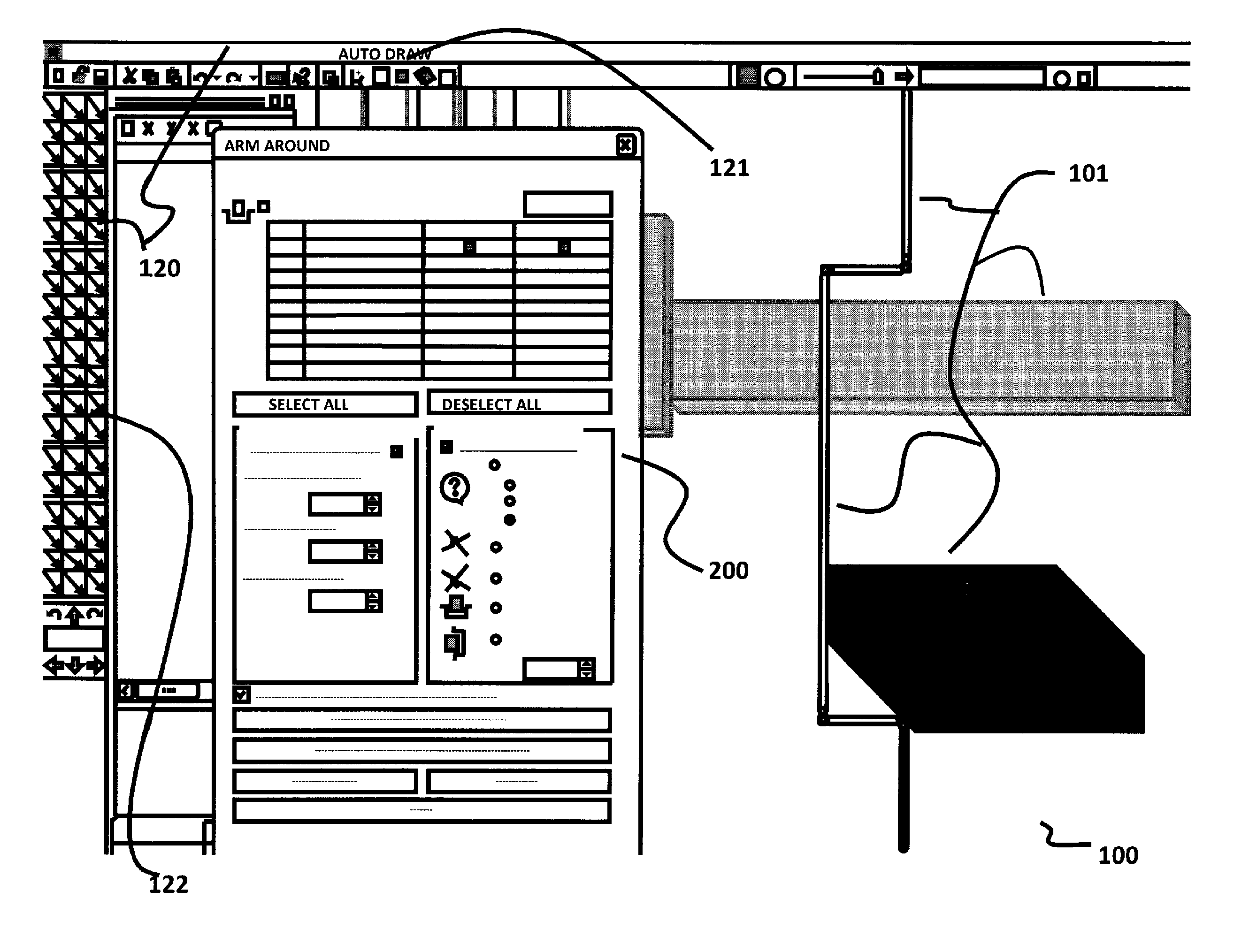 Methods and apparatuses for resolving a CAD drawing conflict with an arm around