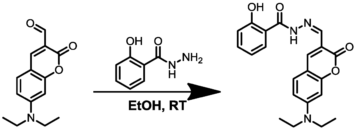 Micro-molecular fluorescent probe with CS as fluorophore, preparation method and application thereof