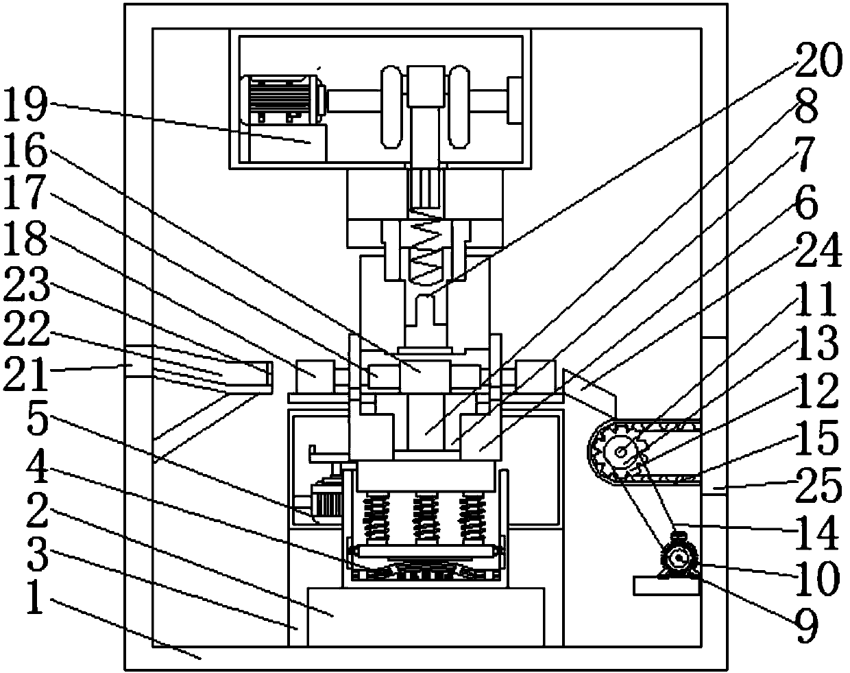 Riveting and pressing device used for alarm machining