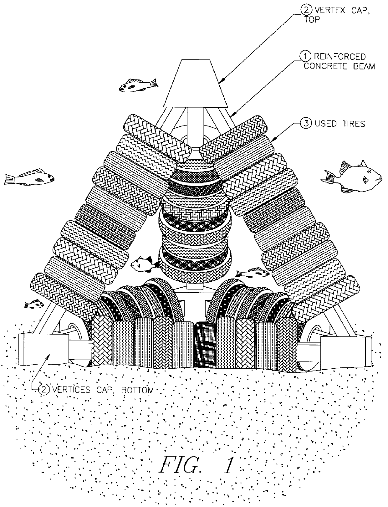 Concrete and tire artificial reef