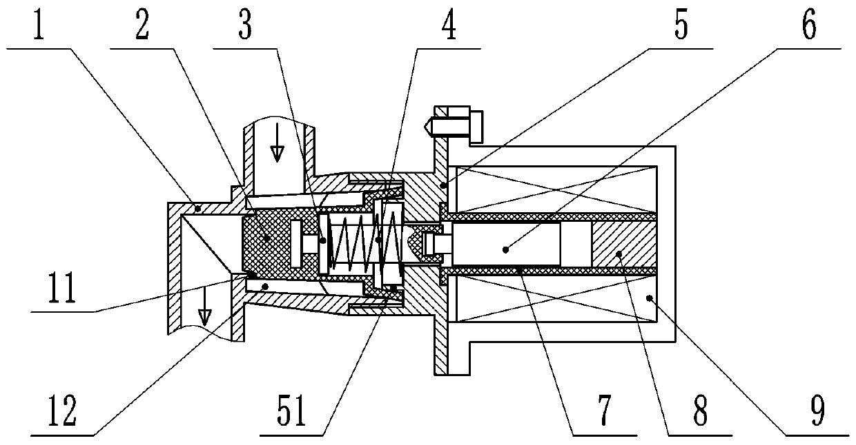 Pressure-free pulse electromagnetic valve and induction liquid receiving machine with same