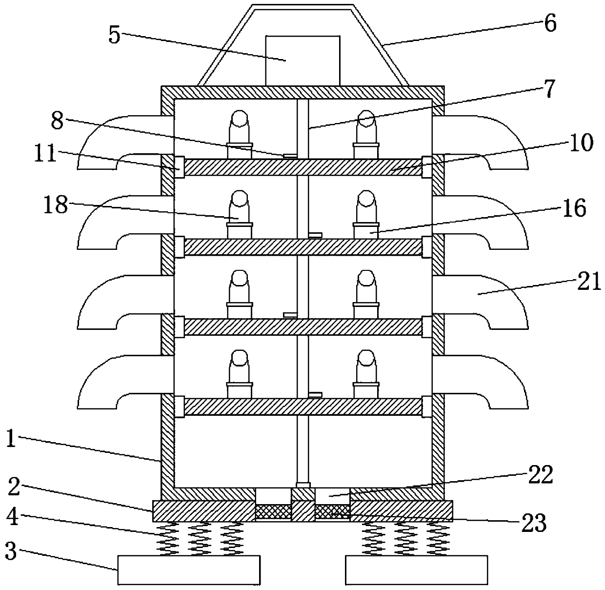 Air-blowing, cooling and dust-removal power distribution cabinet