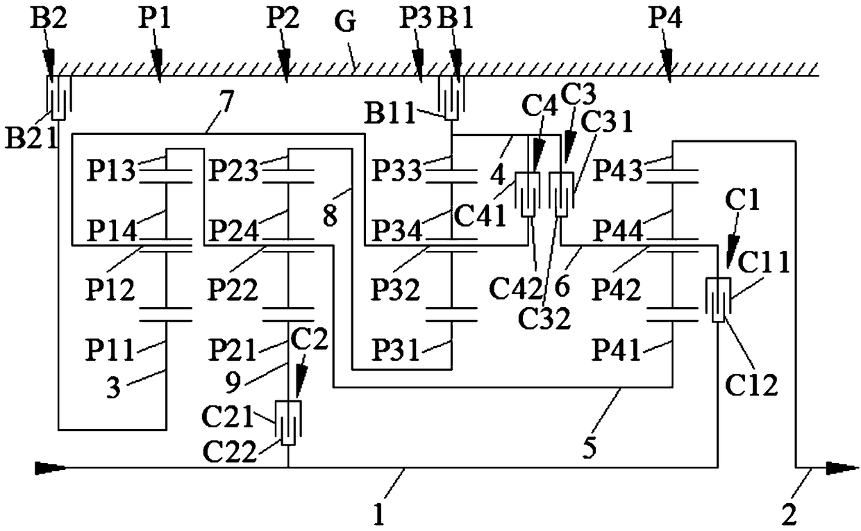 Nine-gear automatic transmission