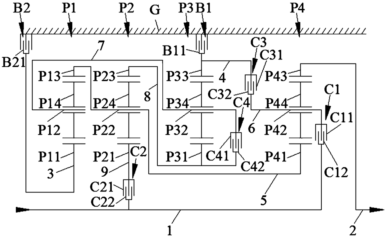 Nine-gear automatic transmission