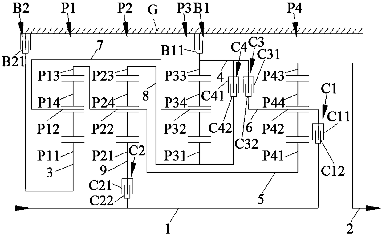 Nine-gear automatic transmission