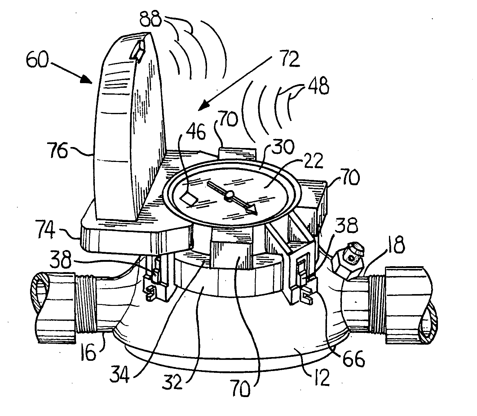 Meter transmitter/receiver and method of manufacturing same for use in a water-containing environment