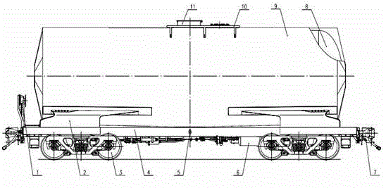 Railway tank car used for transporting organic chemical raw materials