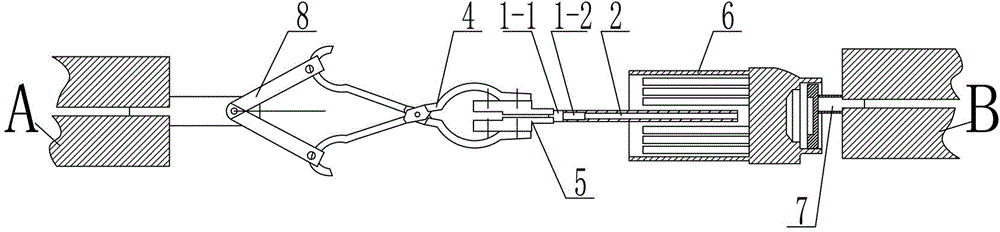 Clamp assembly for testing adhesive force between tubular propellant and chemical fixing adhesive tape