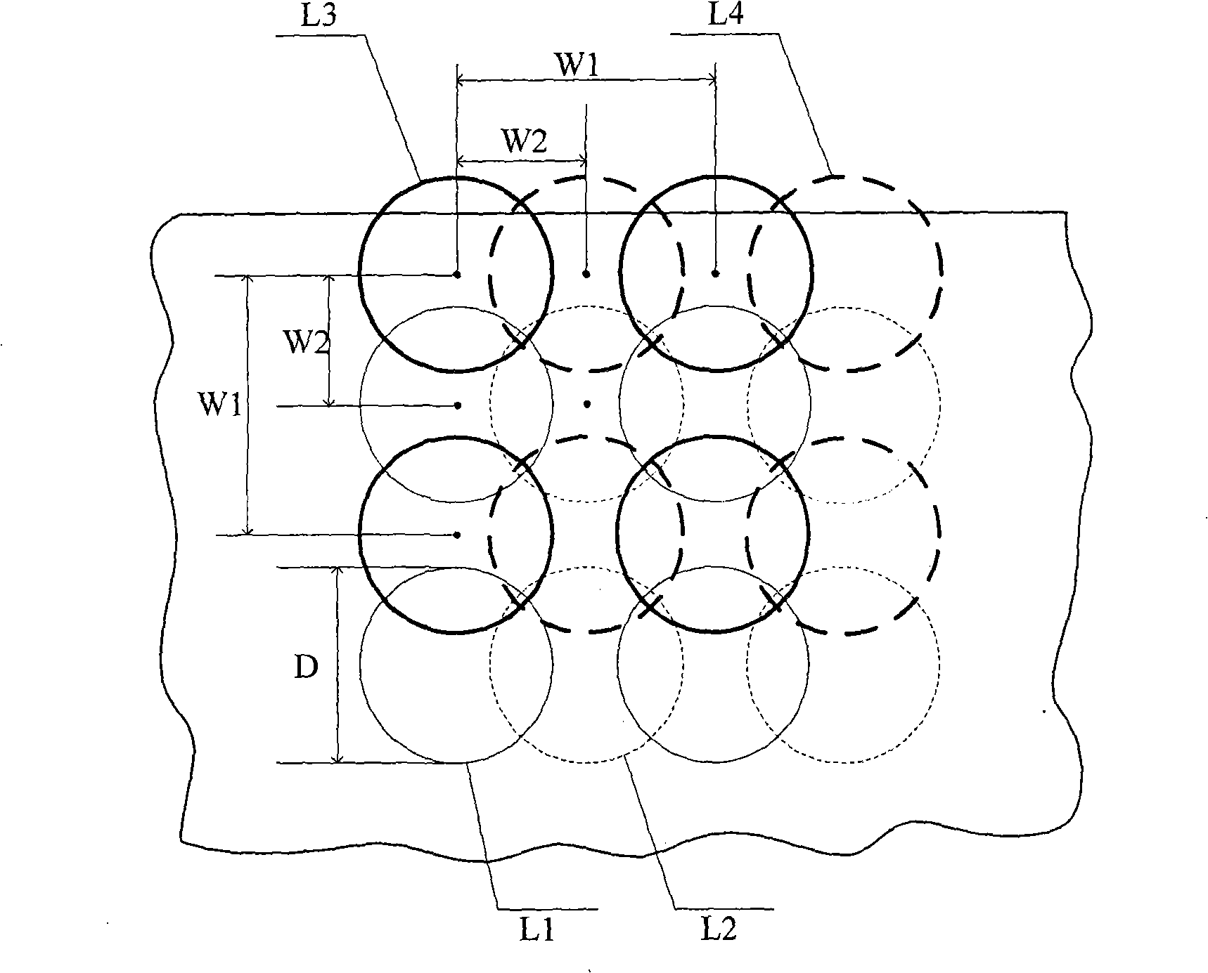 Superimposing method of circular light spot laser shock strengthening tracks