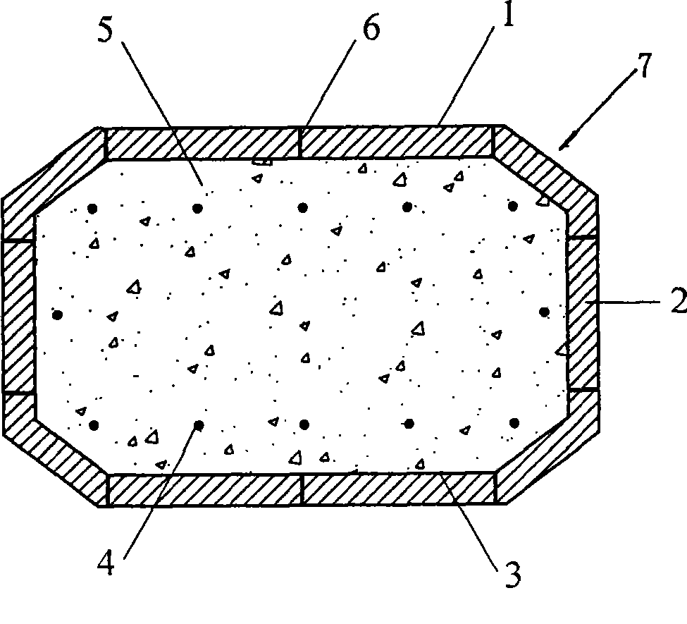 Composite material lattice sandwich tube restriction concrete foot stall with buffering energy-absorbing function