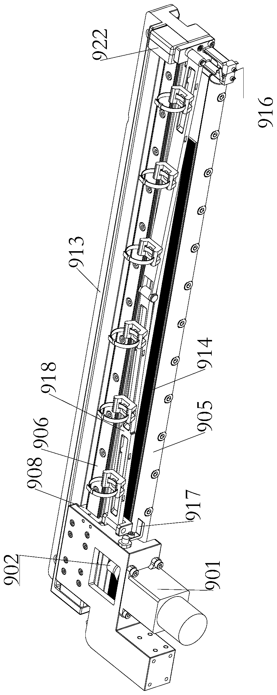 Driving device for optical inspection outside material cabin and exposure platform