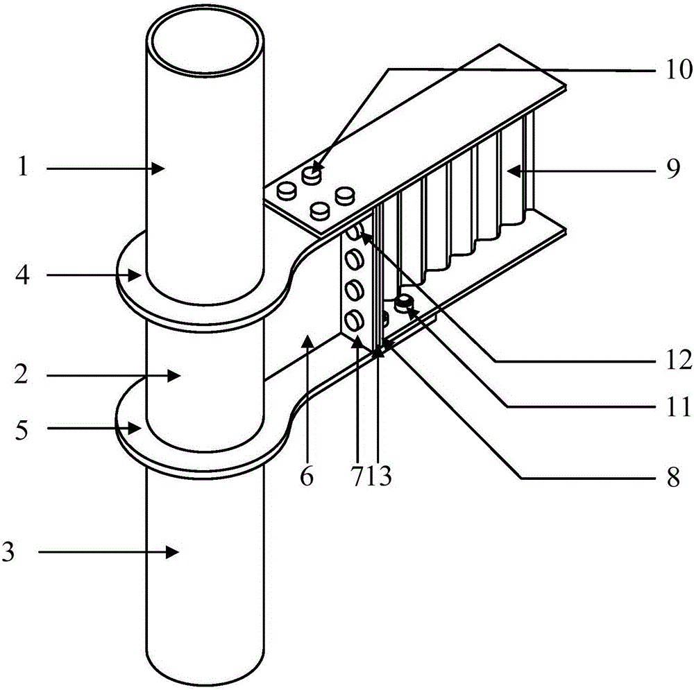 Assembly type wave web beam-column joint connection device