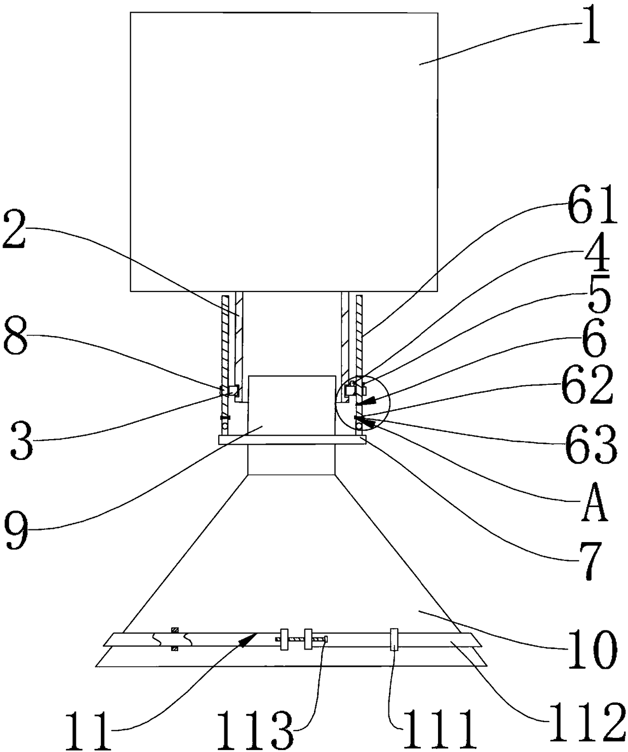 Multi-angle adjusting device for hardware product spraying gun muzzle