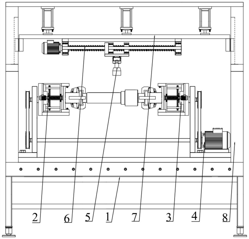 Coaxiality detection device of generator main shaft and working method thereof