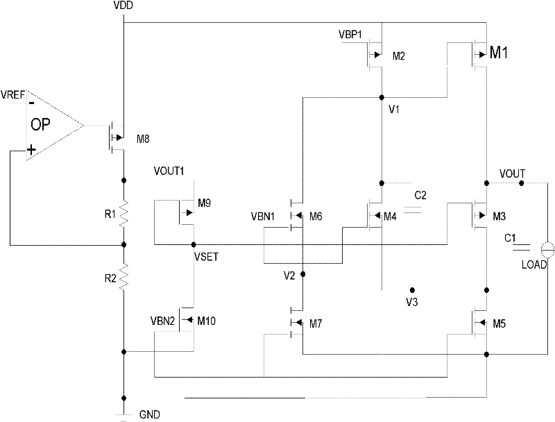 Low-voltage-difference linear stabilized-voltage circuit and system