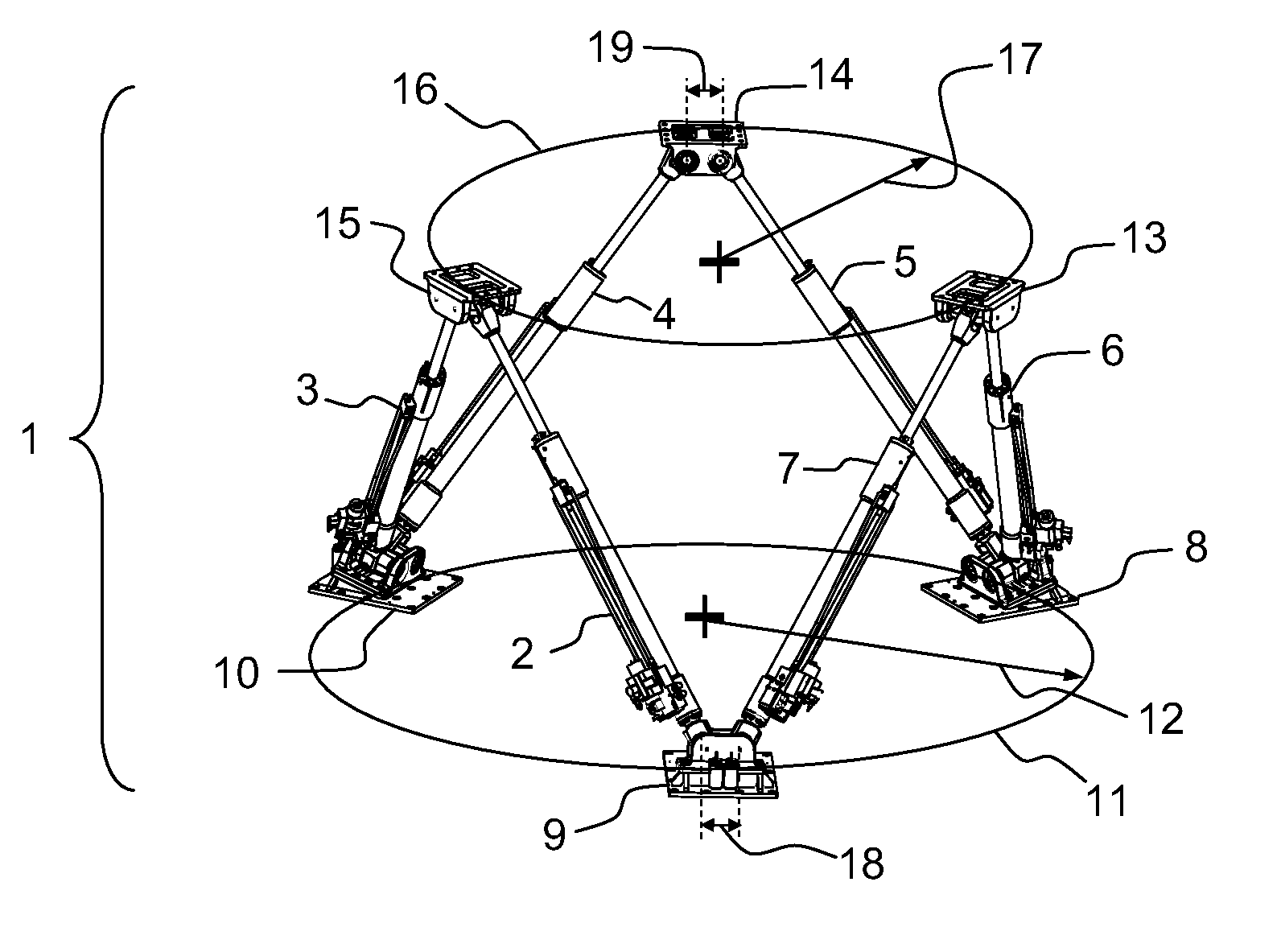 Hexapod actuator device