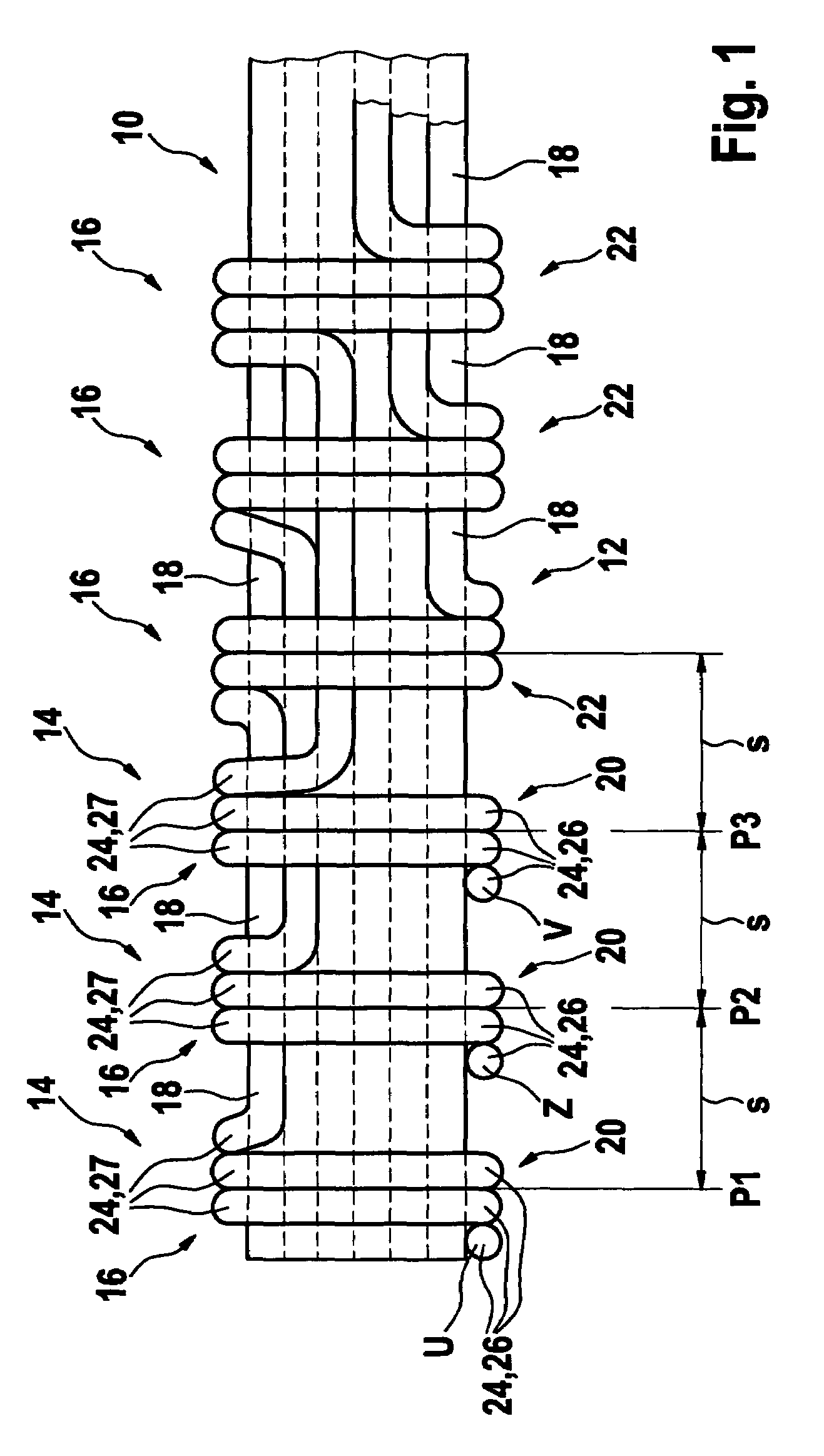 Method of making a two-layer lap winding for a multiphase electrical machine