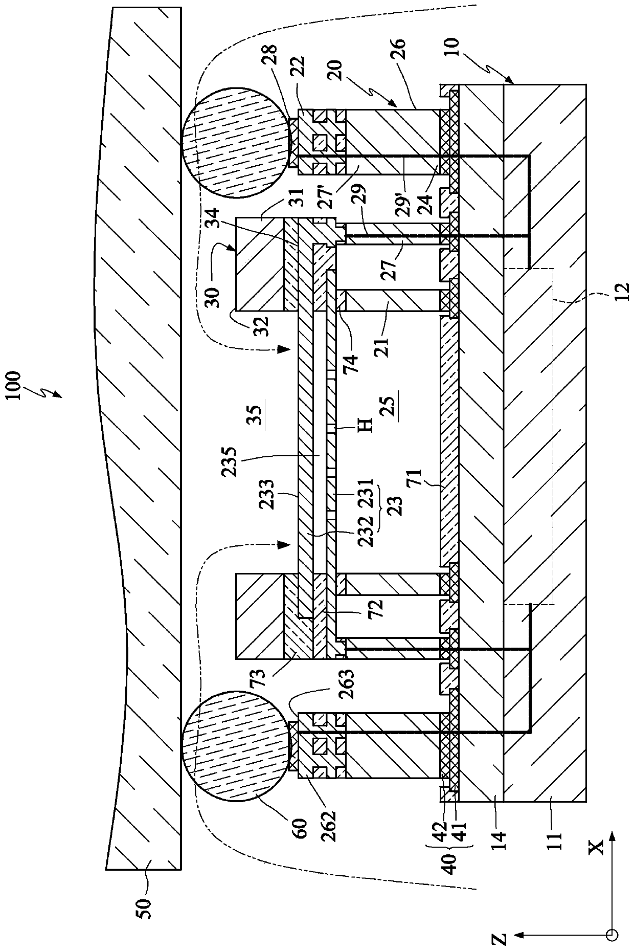 Miniature feedback cavity sensor and its manufacturing method