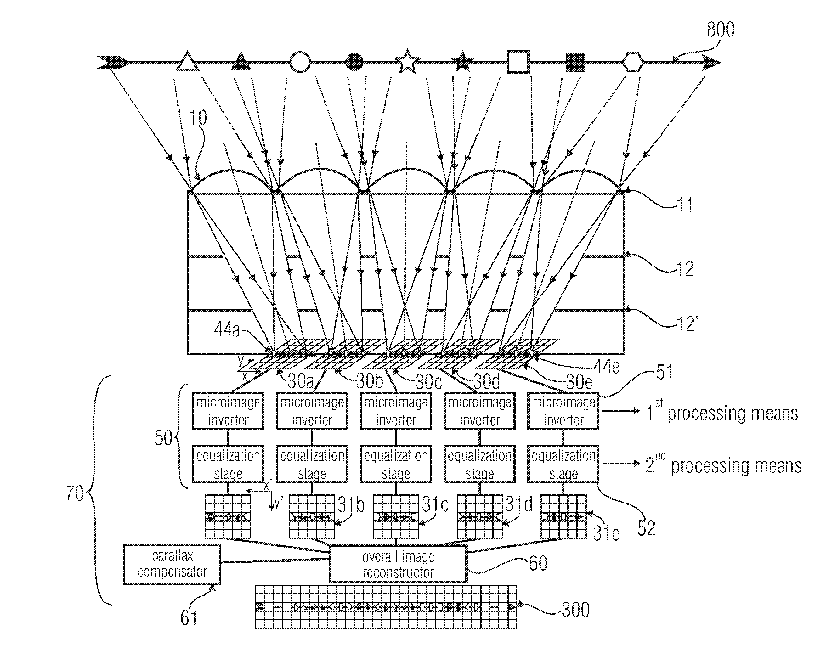 Device, image processing device and method for optical imaging