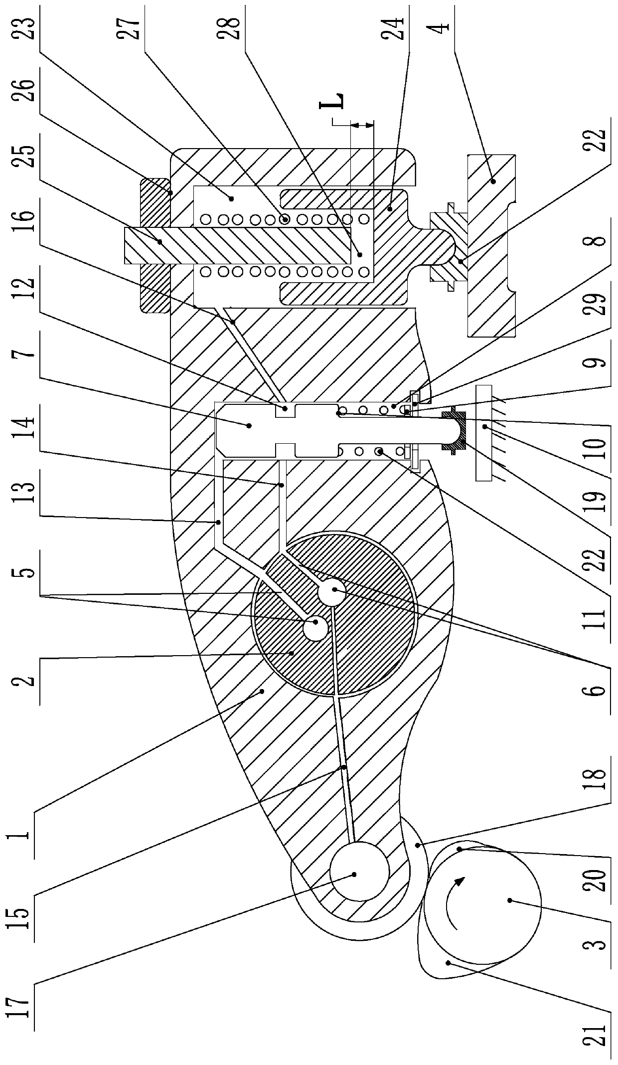 Direct-hydraulic-driven auxiliary brake rocking arm structure