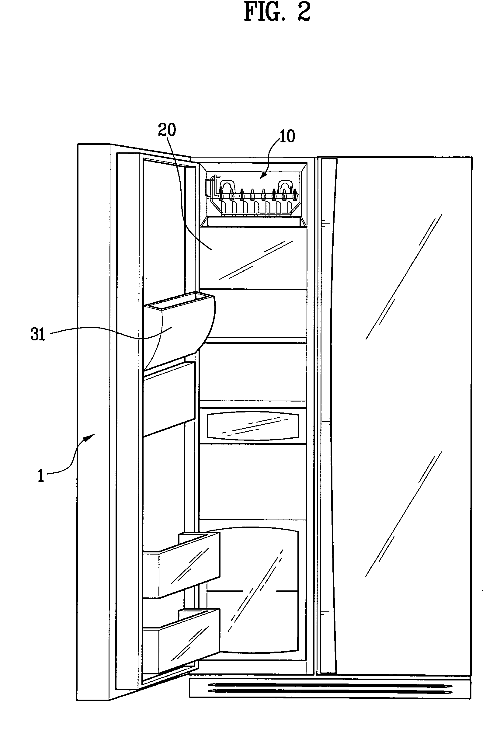 Dispenser of icemaker in referigerator