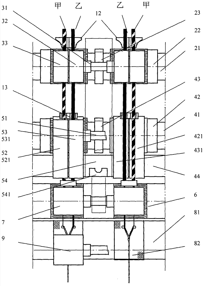 Method for spinning segment color yarn by front area segmentation and drawing mechanism