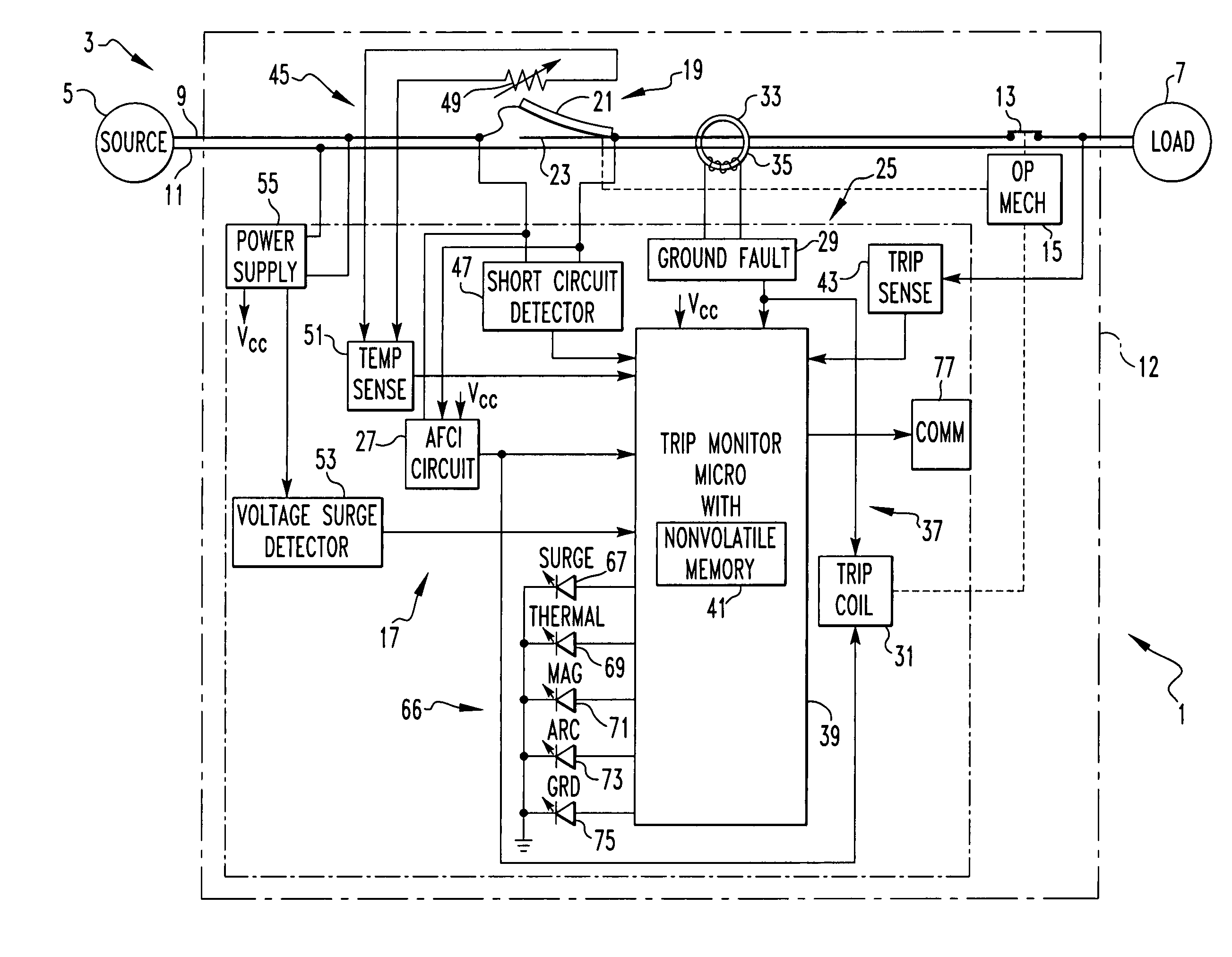 Monitor providing cause of trip indication and circuit breaker incorporating the same