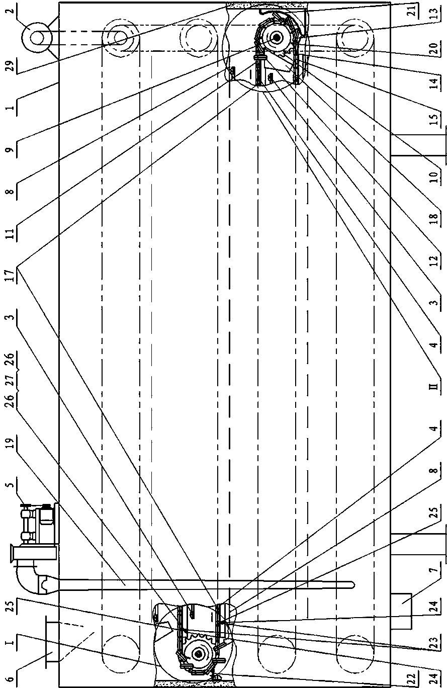 Vegetable dehydrator with fixed material clearers below