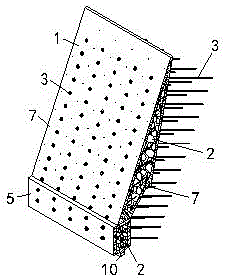 Reinforcing method and structure for earth-retaining oblique wall