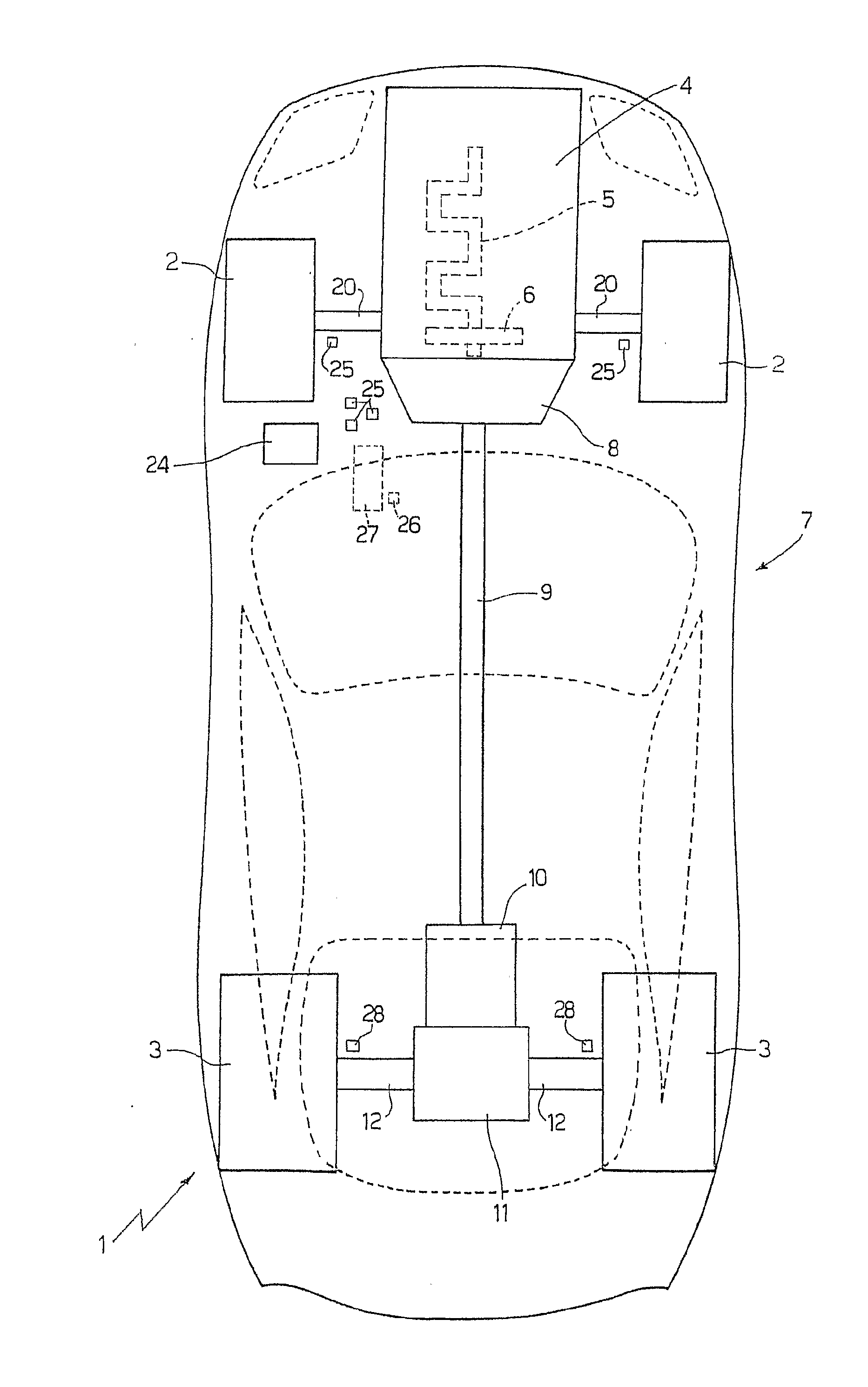 Motor vehicle with insertable four-wheel drive