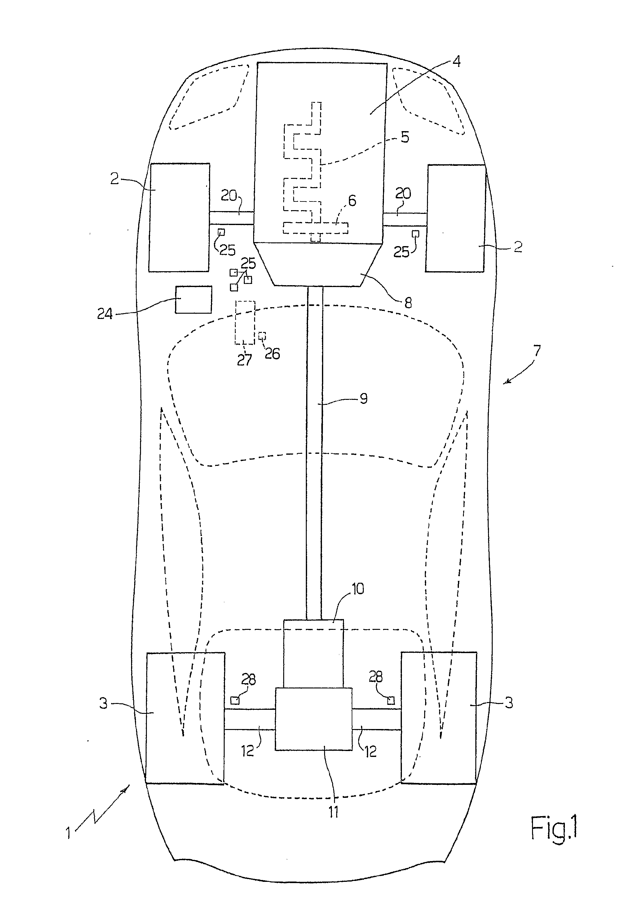 Motor vehicle with insertable four-wheel drive