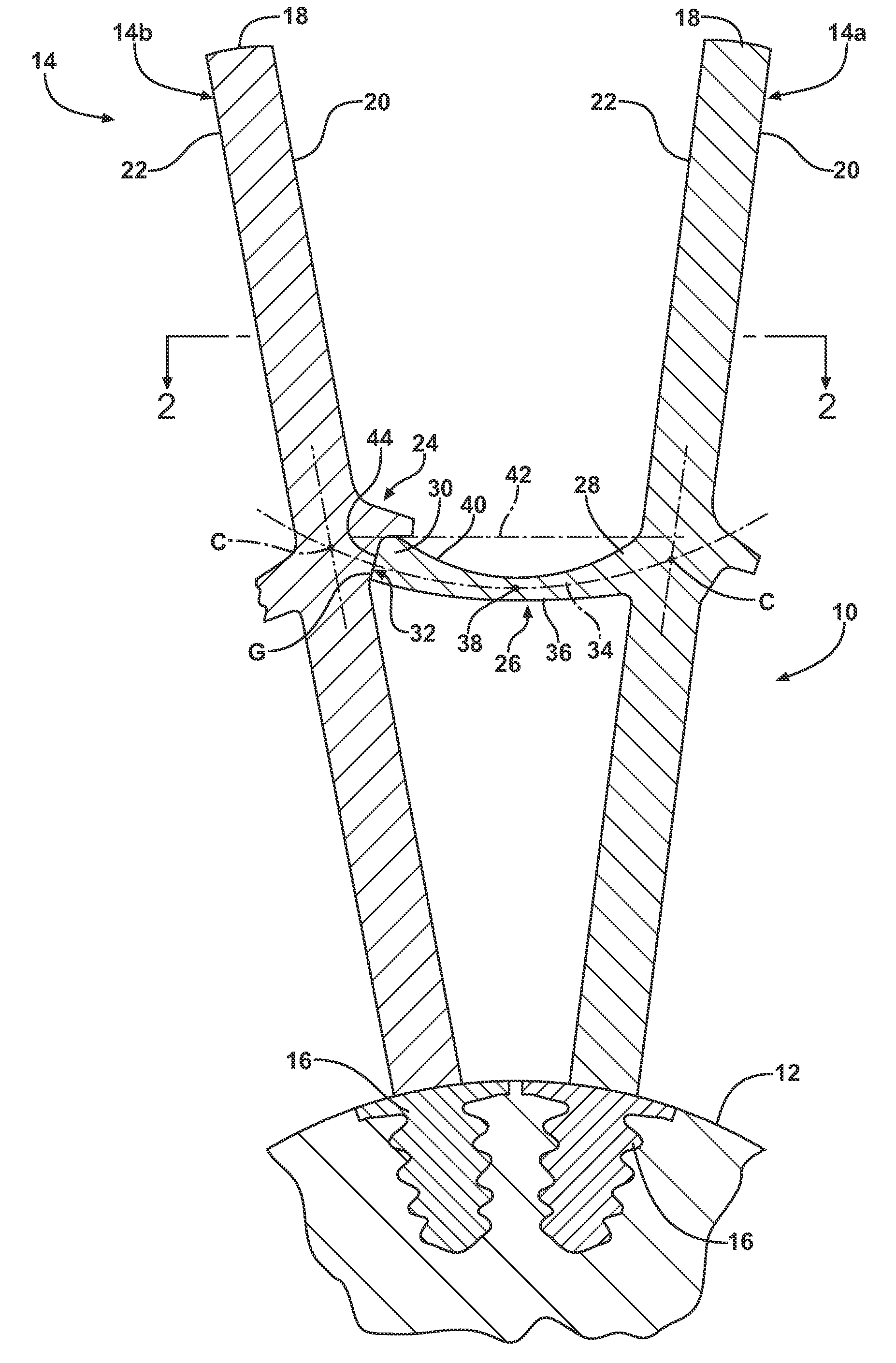 Turbine blade damping device with controlled loading