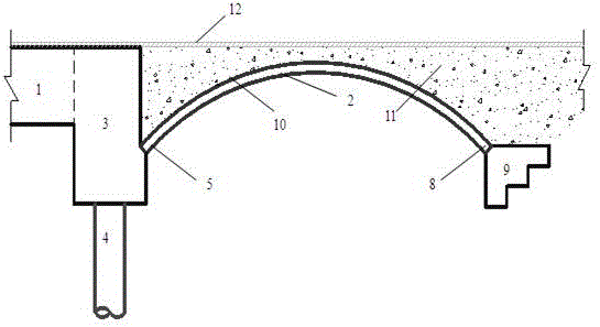 Bridge without expansion joints and its construction method based on the arch structure set behind the abutment