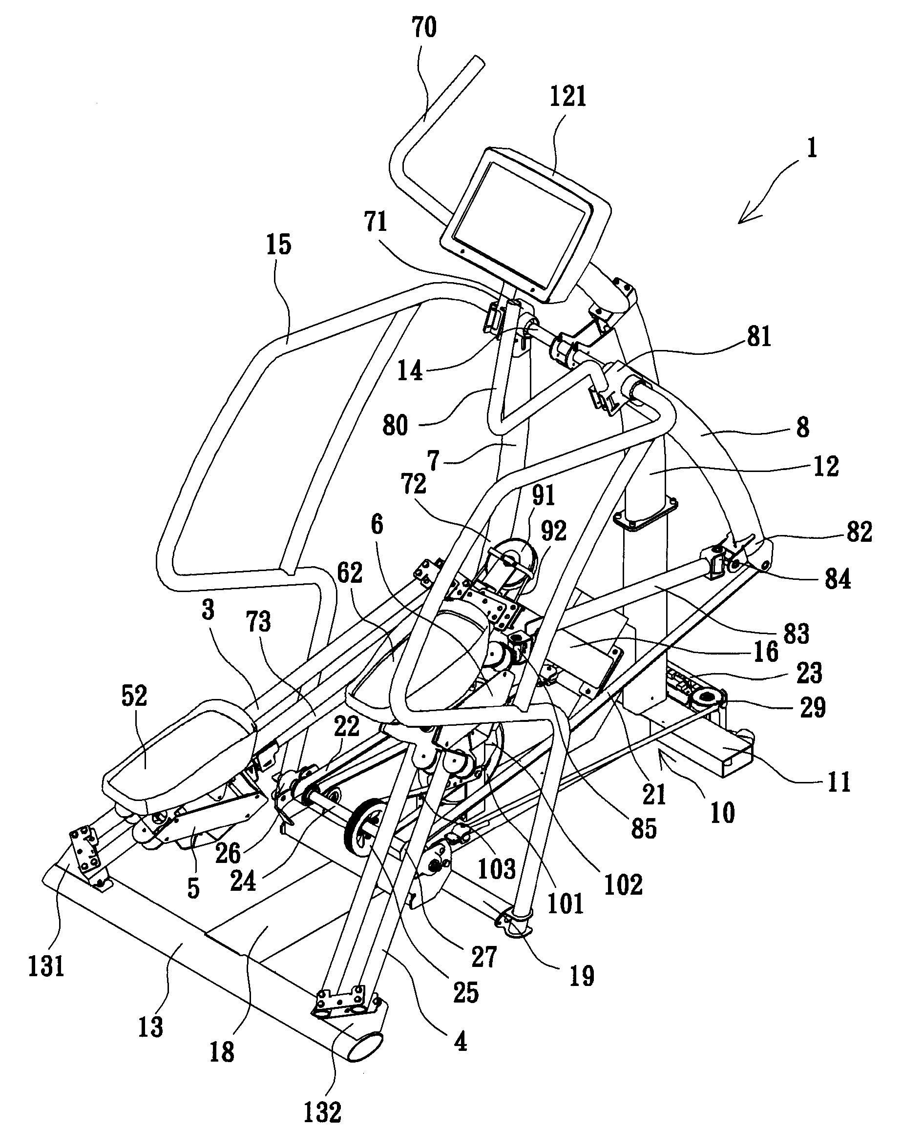 Athletic apparatus with non-parallel linear sliding track