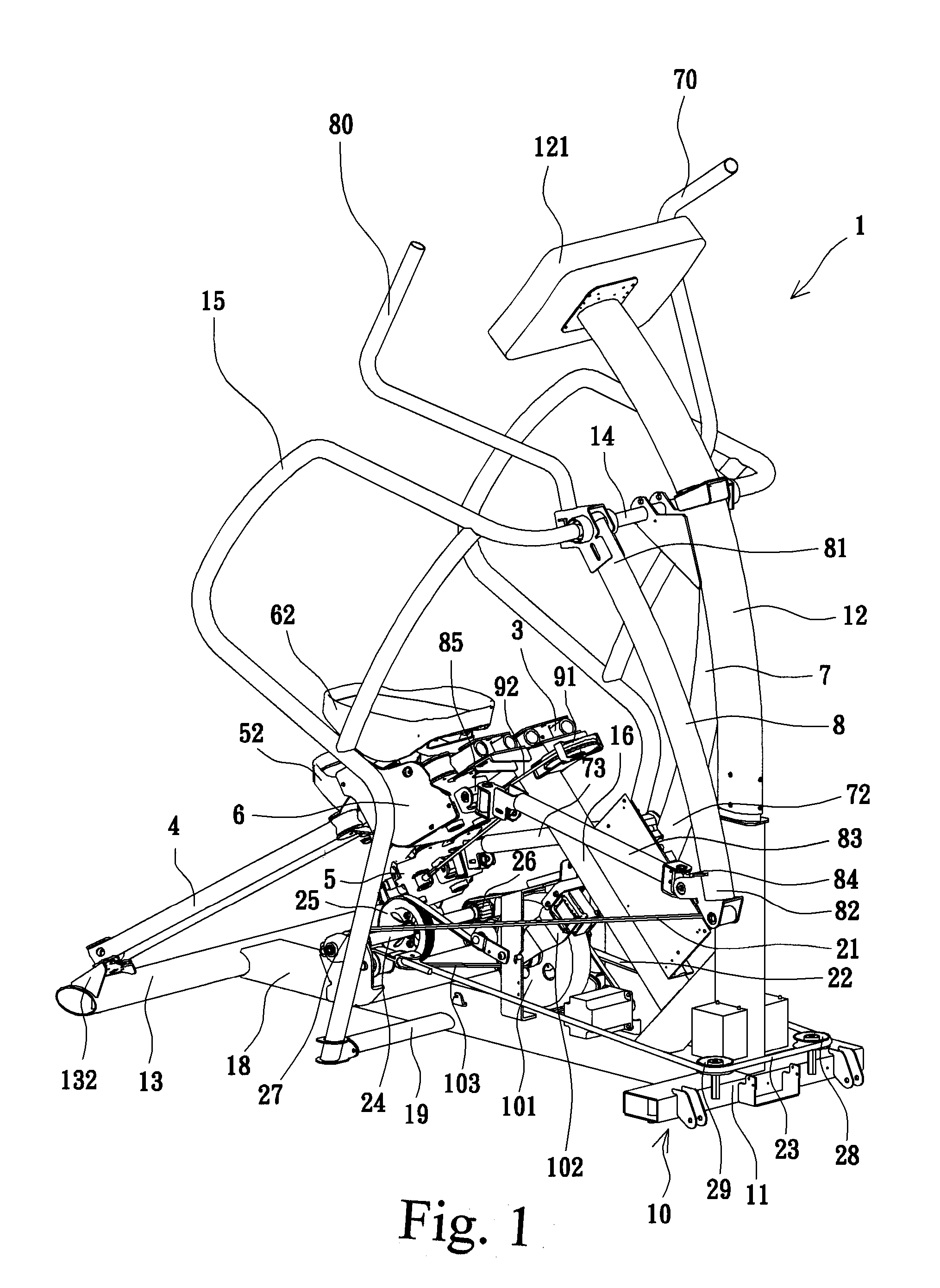 Athletic apparatus with non-parallel linear sliding track