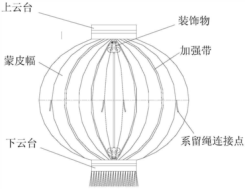 Foldable and unfoldable double-layer type large inflatable palace lantern and folding and inflating method