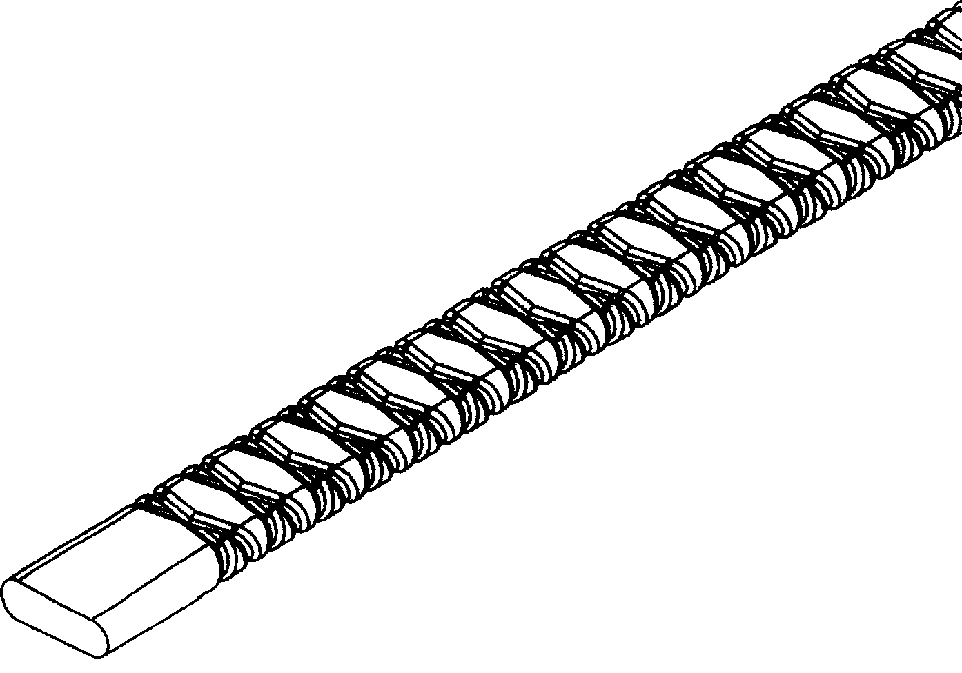 Crossing spiral recess heat-exchanging pipe