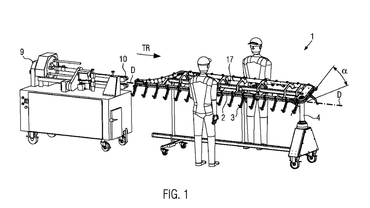 Suspension unit with inclined guide rail