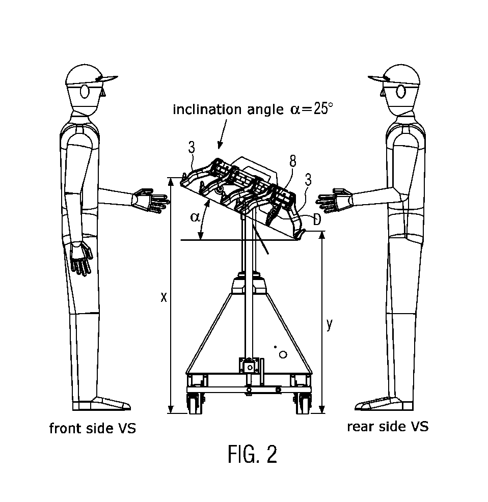 Suspension unit with inclined guide rail