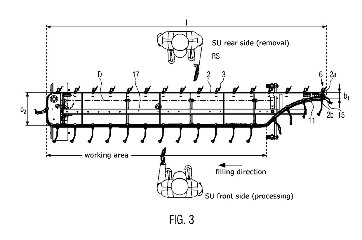 Suspension unit with inclined guide rail